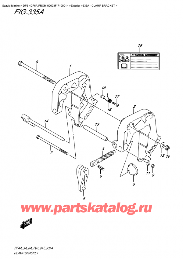  ,   , Suzuki DF6A S/L FROMV00603F-710001~ , Clamp  Bracket /  