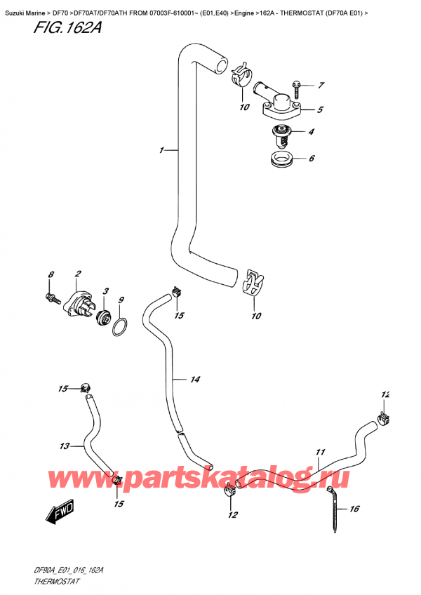   ,  , Suzuki DF70A TS / TL FROM 07003F-610001~ (E01 016),  (Df70A E01)