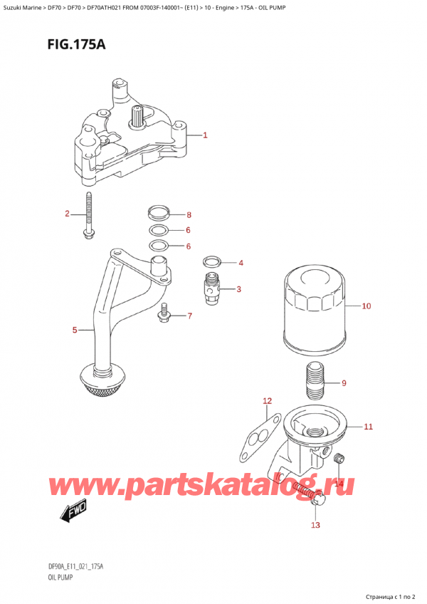  ,   , Suzuki DF70A TS/TL 021 FROM  07003F-140001~  (E11)  2021 ,   - Oil Pump