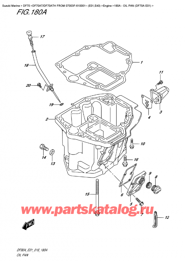  , , Suzuki DF70AT L/X FROM 07003F-610001~ (E01)  , Oil Pan  (Df70A  E01)