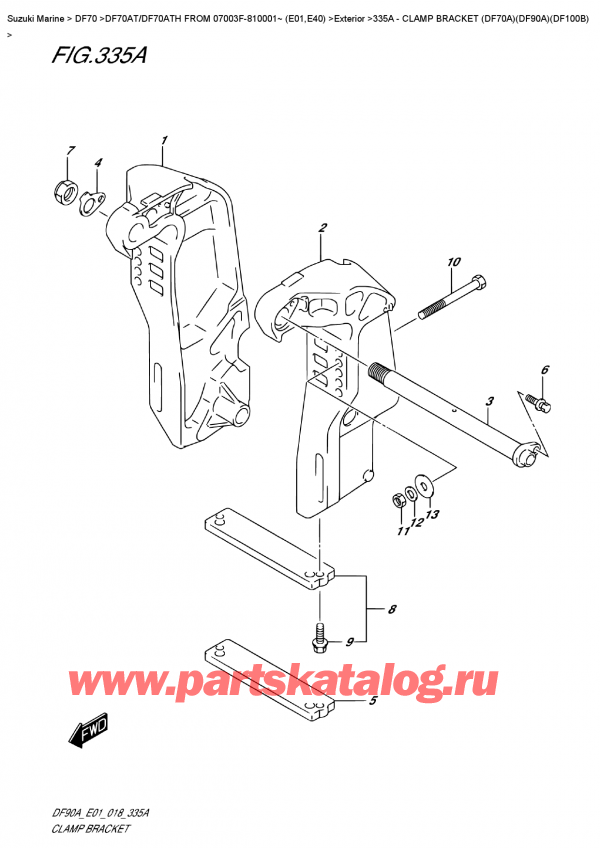   ,   , Suzuki DF70A TS-TL FROM 07003F-810001~ (E01 018)  2018 , Clamp  Bracket  (Df70A)(Df90A)(Df100B) /   (Df70A) (Df90A) (Df100B)