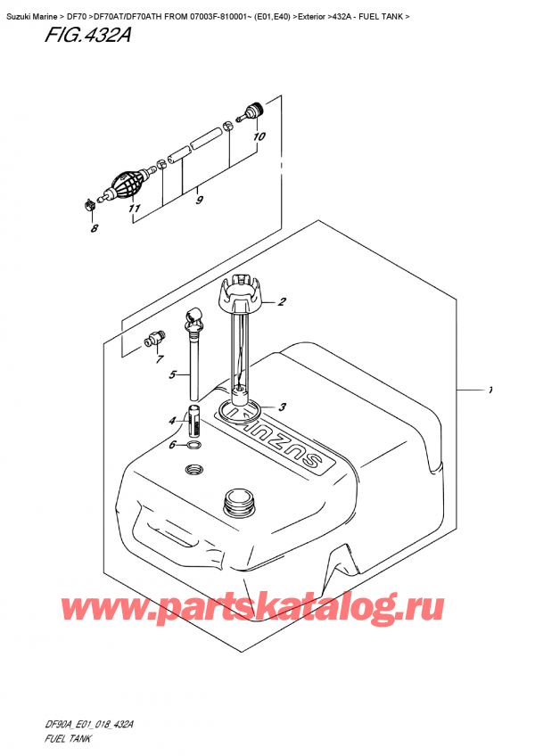  ,    , Suzuki DF70A TL FROM 07003F-810001~ (E01)   2018 , Fuel  Tank