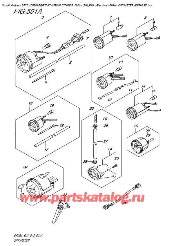  ,  , SUZUKI DF70A TL FROM 07003F-710001~ (E01)    2017 , Opt:meter (Df70A  E01)