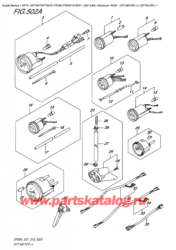   ,  , Suzuki DF70A TS / TL FROM 07003F-610001~ (E01 016)  2016 , Opt:meter (1)  (Df70A  E01) / :  (1) (Df70A E01)