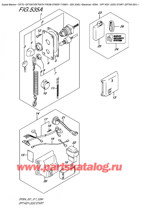  ,  , Suzuki DF70A TS-TL FROM 07003F-710001~ (E01 017)  2017 , Opt:key  Less  Start  (Df70A  E01)