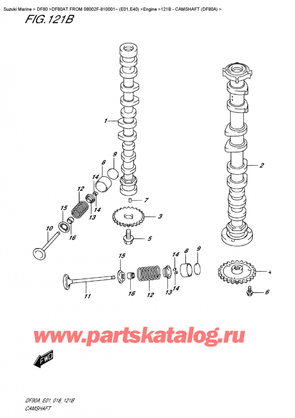   ,   , Suzuki DF80A TL FROM 08002F-810001~ (E01), Camshaft (Df80A)