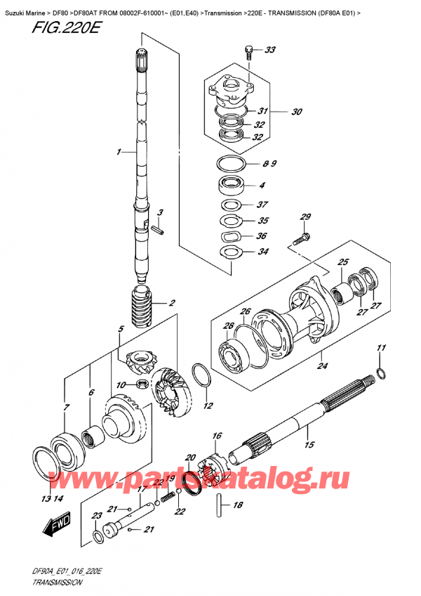  ,    , Suzuki DF80AT FROM 08002F-610001~ (E01,E40)   2016 ,  (Df80A E01) / Transmission (Df80A E01)