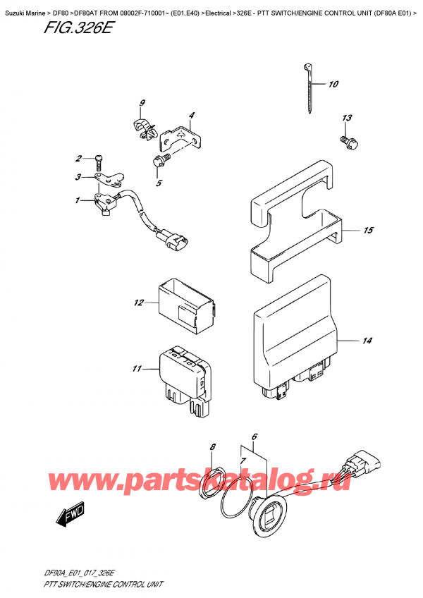   ,   , Suzuki DF80A TL FROM 08002F-710001~ (E01) ,   /    (Df80A E01) / Ptt  Switch/engine  Control  Unit  (Df80A  E01)