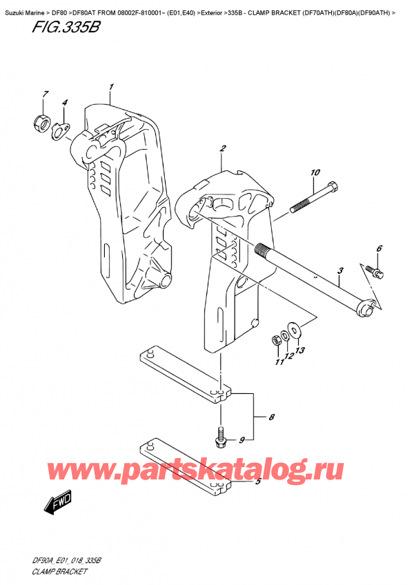  ,    , Suzuki DF80A TL FROM 08002F-810001~ (E01),   (Df70Ath) (Df80A) (Df90Ath) - Clamp Bracket  (Df70Ath)(Df80A)(Df90Ath)