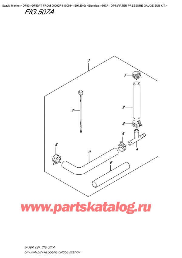  ,    , SUZUKI DF80AT FROM 08002F-610001~ (E01,E40)   2016 , Opt:water Pressure  Gauge  Sub  Kit