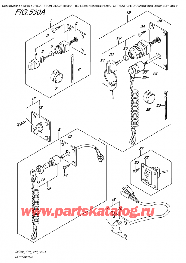   ,   , Suzuki DF80A TL FROM 08002F-810001~ (E01)  2018 , Opt:switch  (Df70A)(Df80A)(Df90A)(Df100B)