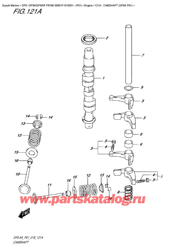  ,   , SUZUKI Suzuki DF8A/DF8AR  FROM 00801F-610001~ (P01)   2016 , Camshaft (Df8A P01) -   (Df8A P01)