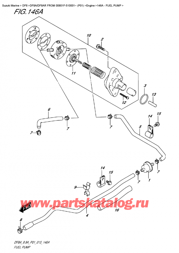 ,   , Suzuki DF8A S FROM 00801F-510001~ (P01)  2015 ,   - Fuel  Pump