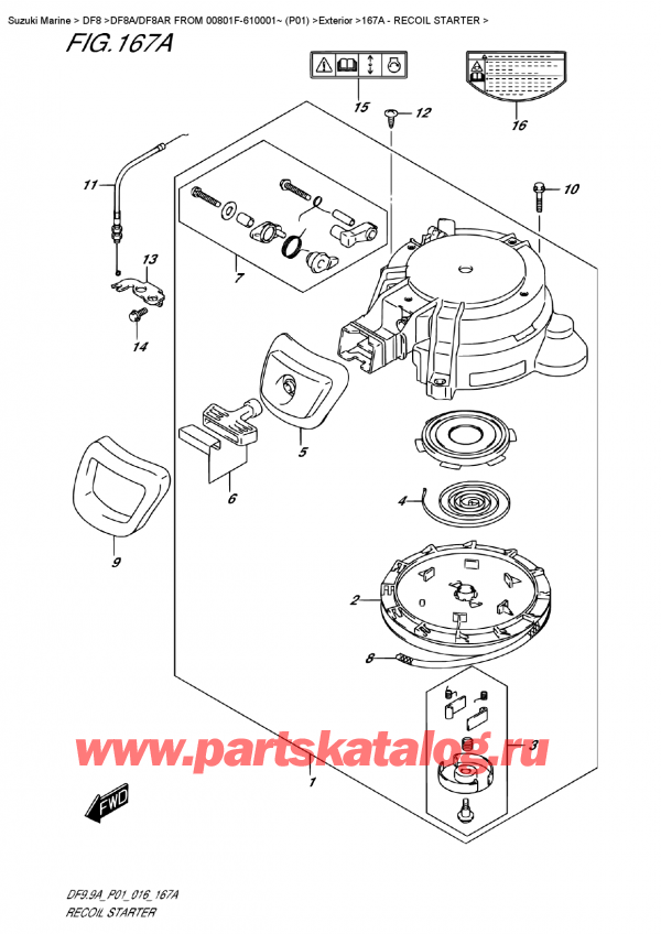  ,   , Suzuki Suzuki DF8A/DF8AR  FROM 00801F-610001~ (P01)   2016 , Recoil Starter