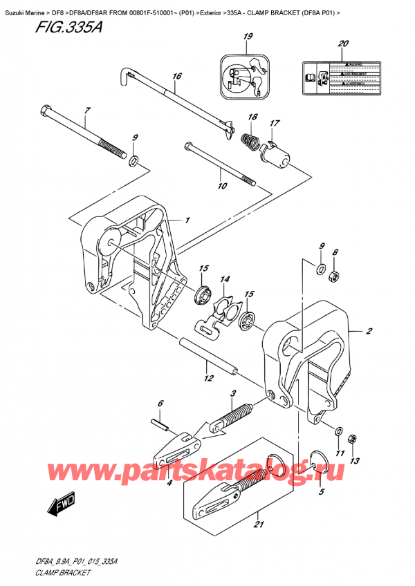   ,   , Suzuki DF8A S FROM 00801F-510001~ (P01)  2015 , Clamp Bracket  (Df8A  P01)