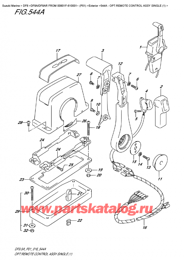 ,   , Suzuki Suzuki DF8A/DF8AR  FROM 00801F-610001~ (P01) , Opt:remote  Control  Assy  Single  (1)