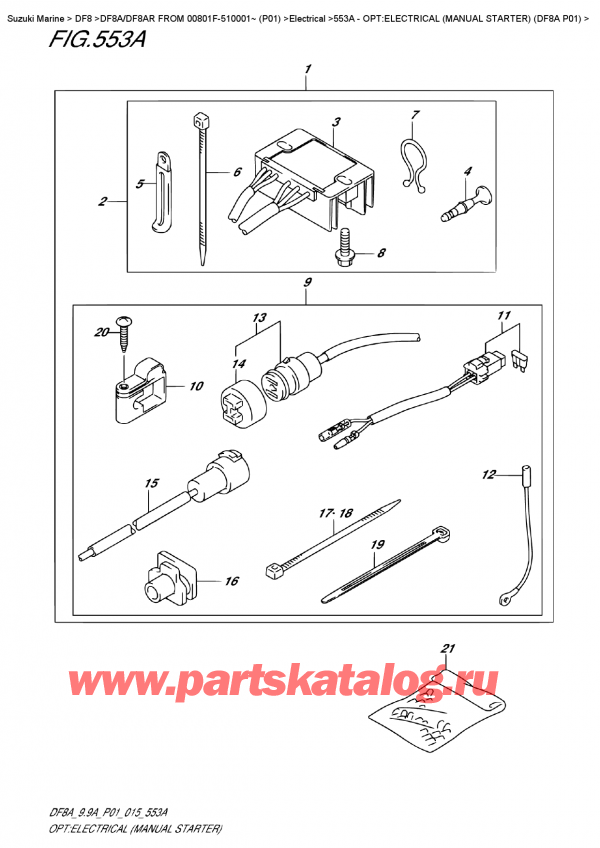   ,   , Suzuki DF8A S FROM 00801F-510001~ (P01), :  ( ) (Df8A P01) - Opt:electrical  (Manual  Starter)  (Df8A  P01)