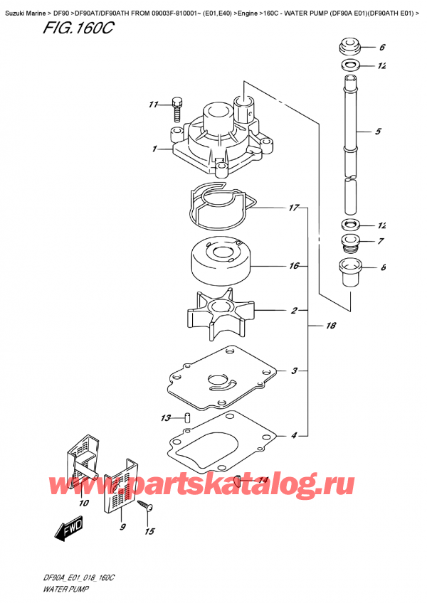   ,   , Suzuki DF90A TL /TX FROM 09003F-810001~ (E01 018)  2018 , Water Pump  (Df90A  E01)(Df90Ath  E01)