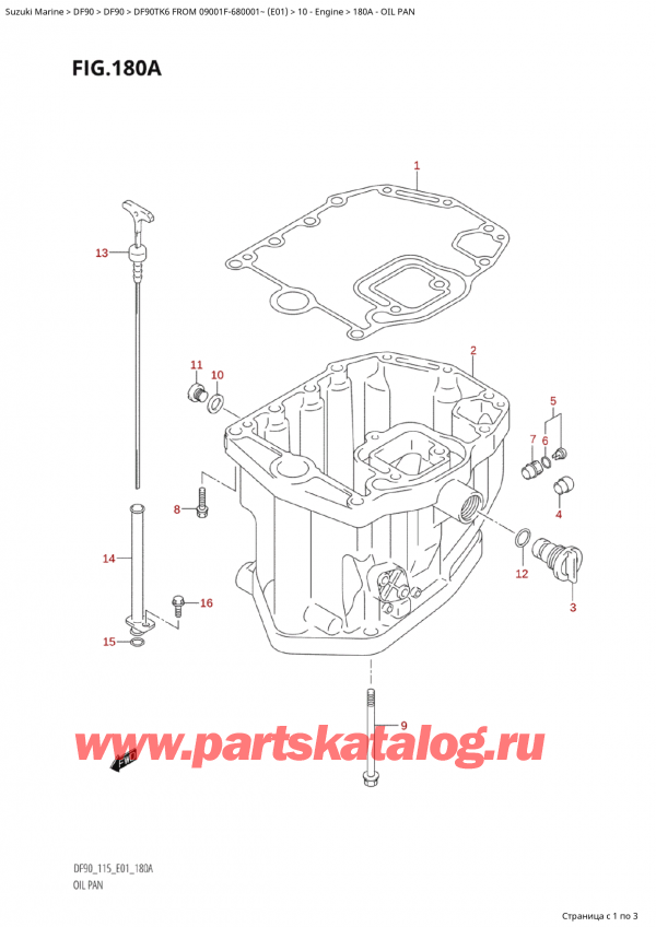   ,   ,  Suzuki DF90TK6 L/X FROM 09001F-680001~  (E01)   2006 , Oil Pan