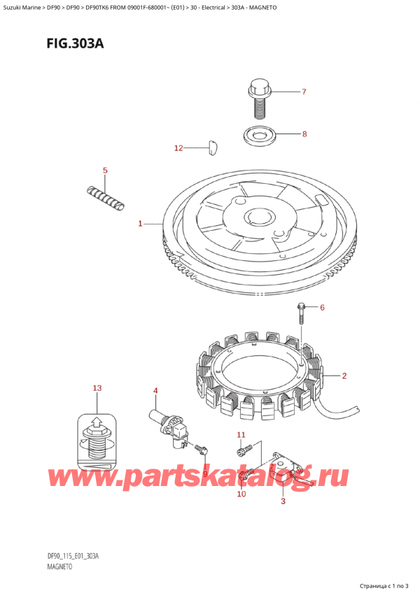  ,   , Suzuki Suzuki DF90TK6 L/X FROM 09001F-680001~  (E01)   2006 , Magneto / 