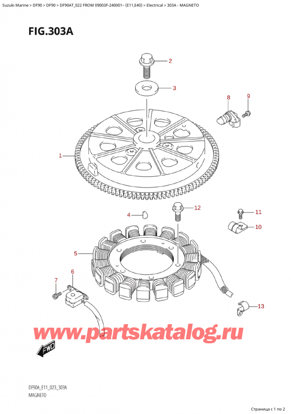   ,   , Suzuki Suzuki DF90A TL / TX FROM 09003F-240001~ (E11) - 2022, Magneto