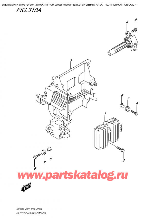   ,   , SUZUKI DF90A TL /TX FROM 09003F-810001~ (E01 018), Rectifier/ignition  Coil