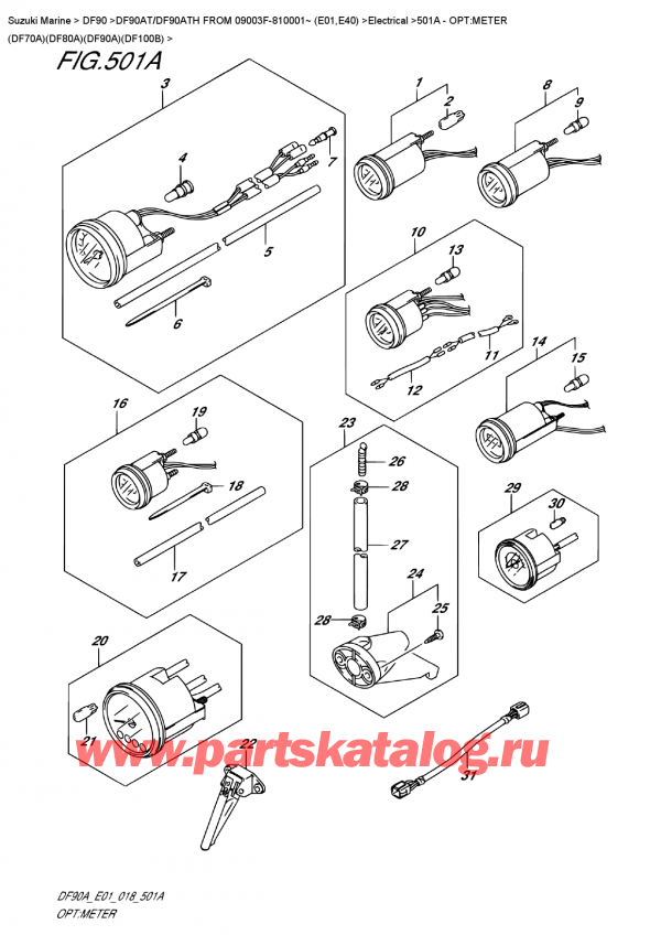  ,   , Suzuki DF90A TL /TX FROM 09003F-810001~ (E01 018)  2018 , Opt:meter (Df70A)(Df80A)(Df90A)(Df100B)