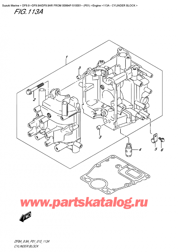   ,  , Suzuki DF9.9AS FROM 00994F-510001~ (P01)  2015 ,   / Cylinder  Block