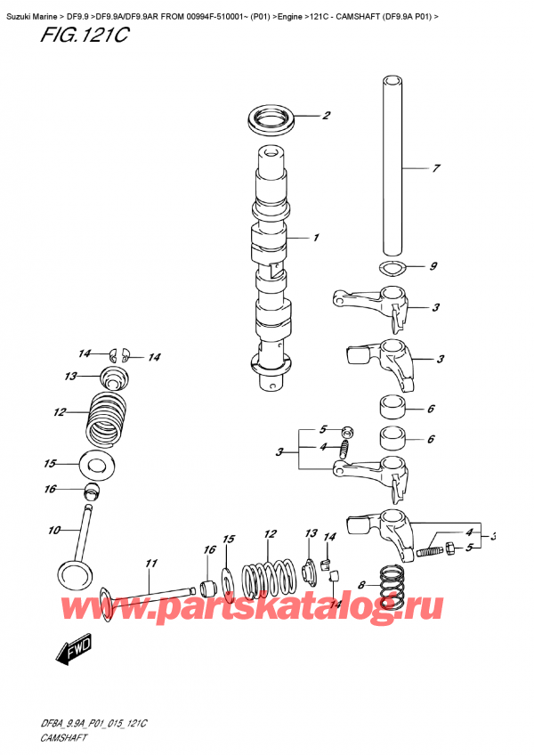 ,   , Suzuki DF9.9AS FROM 00994F-510001~ (P01), Camshaft (Df9.9A P01)