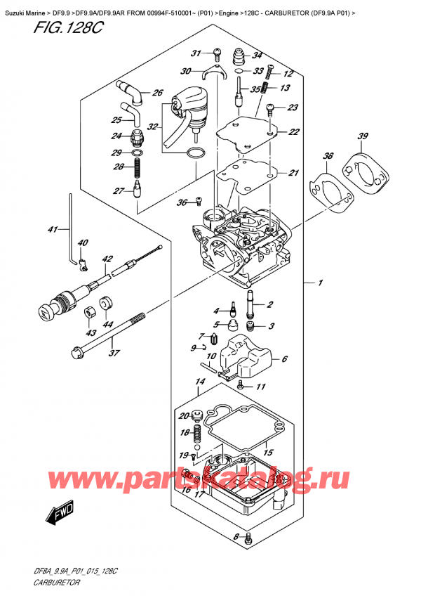  ,    , Suzuki DF9.9AS FROM 00994F-510001~ (P01)  2015 ,  (Df9.9A P01) - Carburetor (Df9.9A  P01)