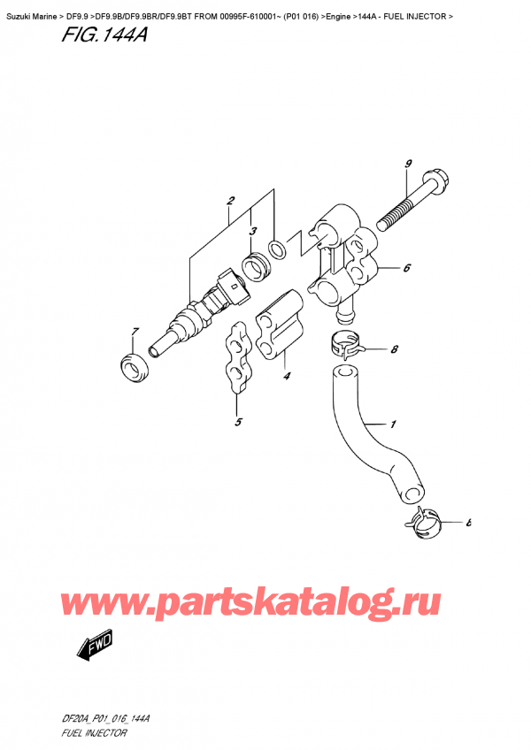  ,   , Suzuki DF9.9B S / L FROM 00995F-610001~  (P01  016)  2016 , Fuel  Injector -  