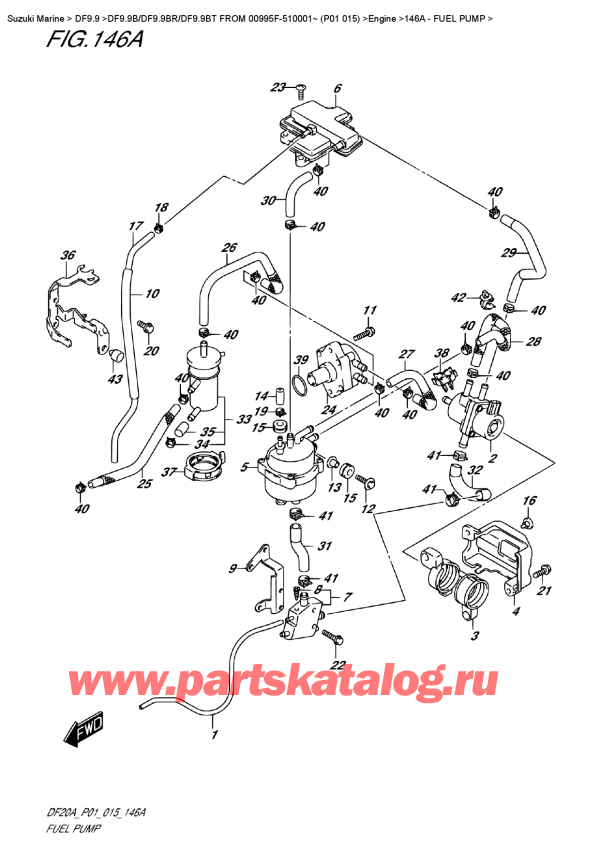  ,   , Suzuki DF9.9B S/L FROM 00995F-510001~ (P01  015)    2015 , Fuel  Pump