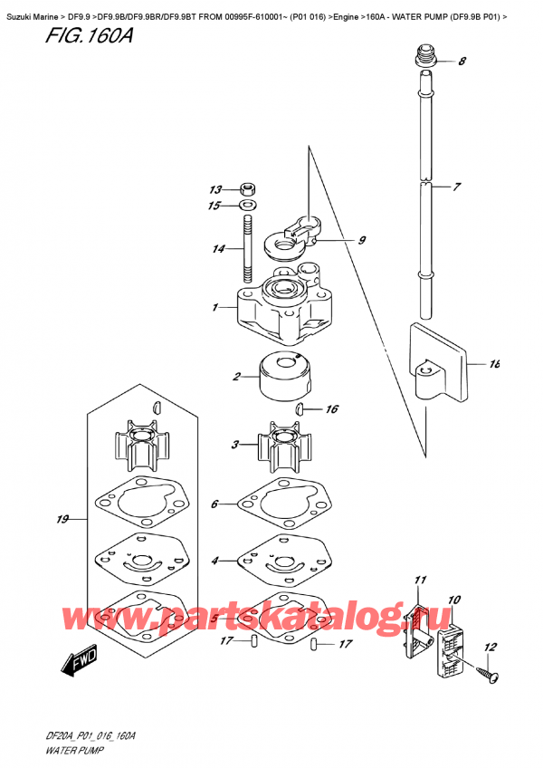 ,    , Suzuki DF9.9B S / L FROM 00995F-610001~  (P01  016)  2016 ,   (Df9.9B P01) - Water  Pump  (Df9.9B  P01)