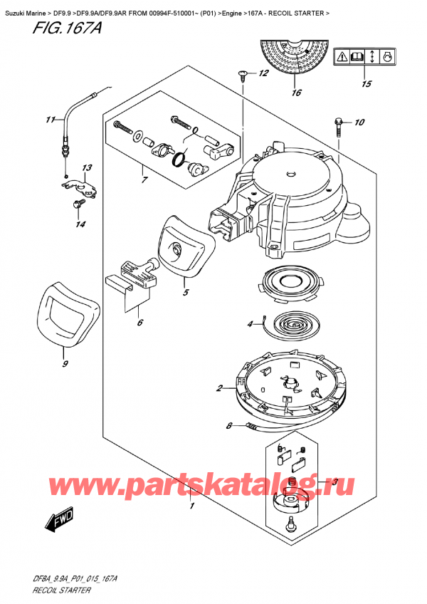  ,   , Suzuki DF9.9AS FROM 00994F-510001~ (P01)  2015 , Recoil Starter