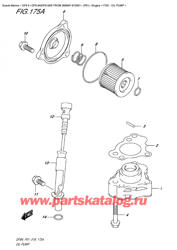  ,   , SUZUKI DF9.9A S FROM 00994F-810001~ (P01)  2018 ,   - Oil Pump