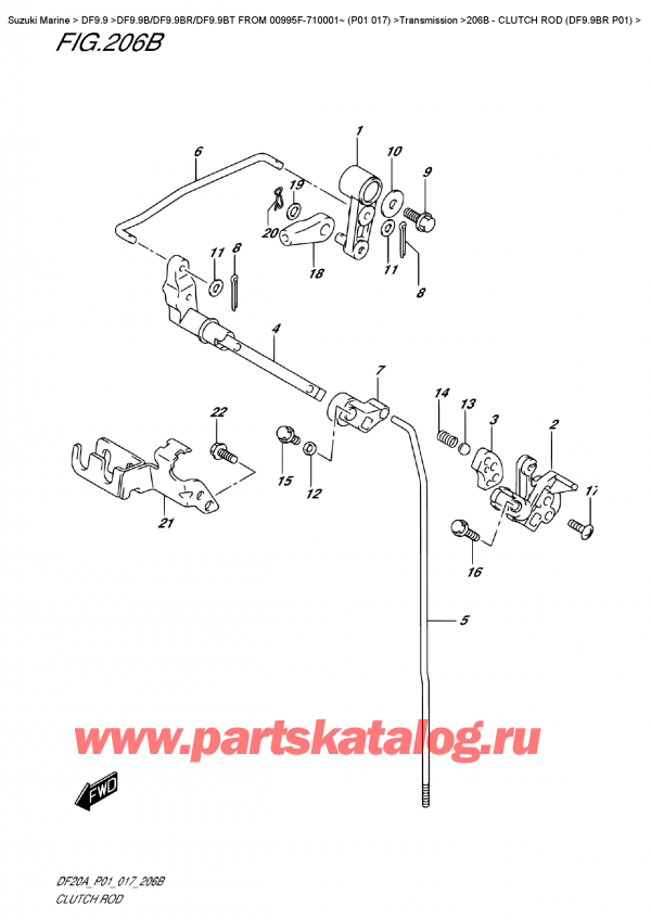  ,   , Suzuki DF9.9B RS/RL FROM 00995F-710001~ (P01 017)    2017 , Clutch Rod  (Df9.9Br  P01) -   (Df9.9Br P01)