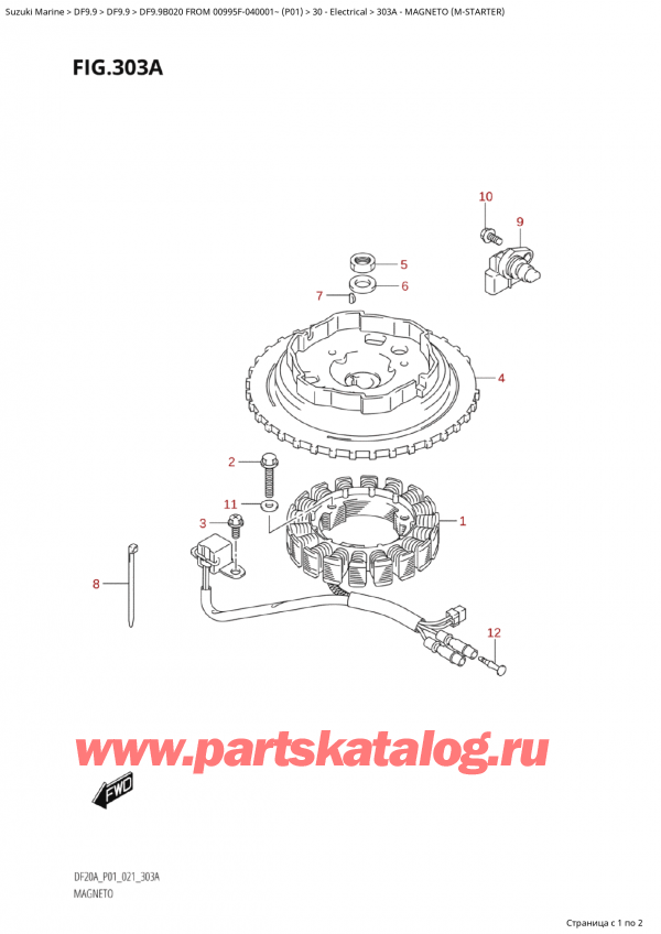  ,  , Suzuki Suzuki DF9.9B S / L FROM 00995F-040001~  (P01 020), Magneto (MStarter) -  (M)