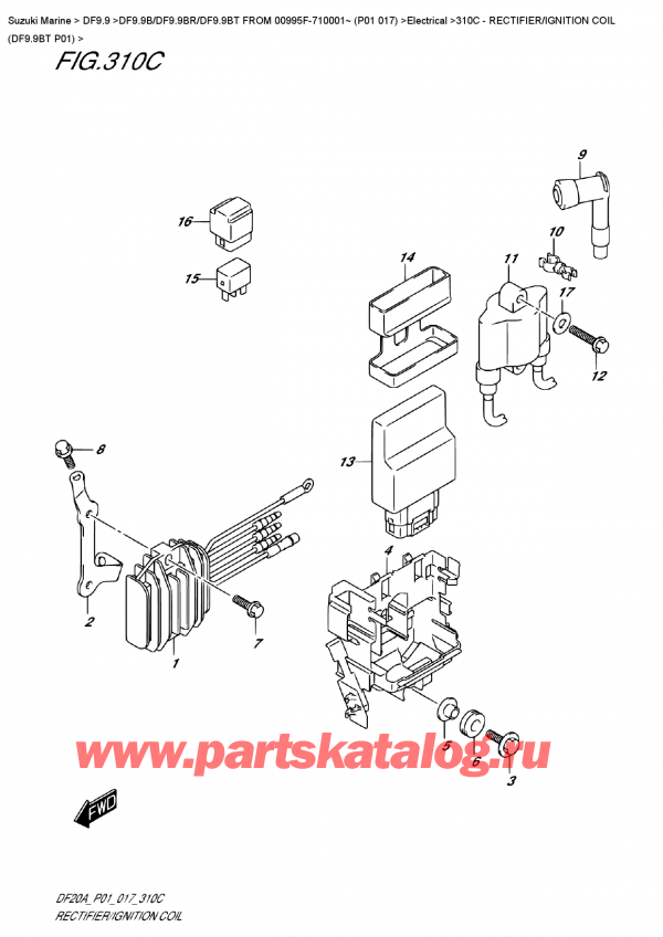 ,   , SUZUKI DF9.9B TL FROM 00995F-710001~ (P01 017), Rectifier/ignition  Coil  (Df9.9Bt  P01)