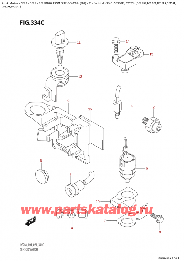   ,   ,  Suzuki DF9.9B RS / RL FROM 00995F-040001~  (P01 020), Sensor  /  Switch  (Df9.9Br,Df9.9Bt,Df15Ar,Df15At,