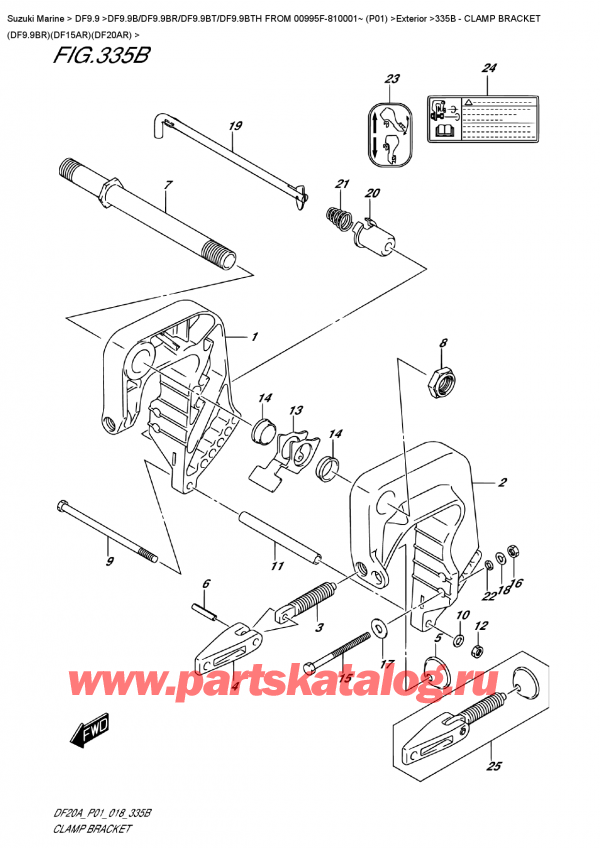 ,   , Suzuki DF9.9B RS / RL FROM 00995F-810001~ (P01), Clamp  Bracket  (Df9.9Br)(Df15Ar)(Df20Ar)