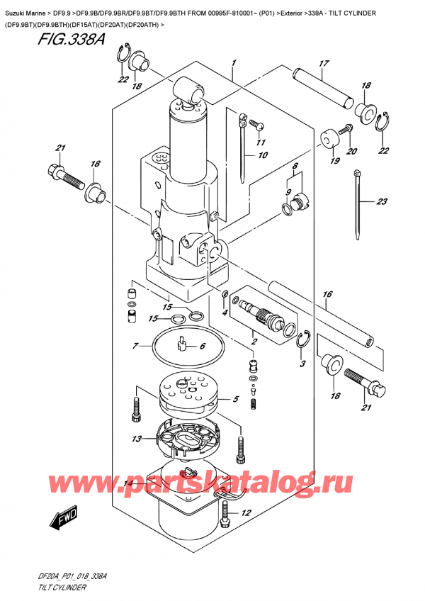 ,    , Suzuki DF9.9B TL FROM 00995F-810001~ (P01)   2018 , Tilt  Cylinder  (Df9.9Bt)(Df9.9Bth)(Df15At)(Df20At)(Df20Ath)