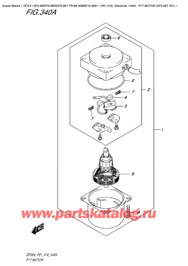   ,   , Suzuki DF9.9B TL FROM 00995F-610001~ (P01 016)    2016 , Ptt  Motor  (Df9.9Bt  P01)