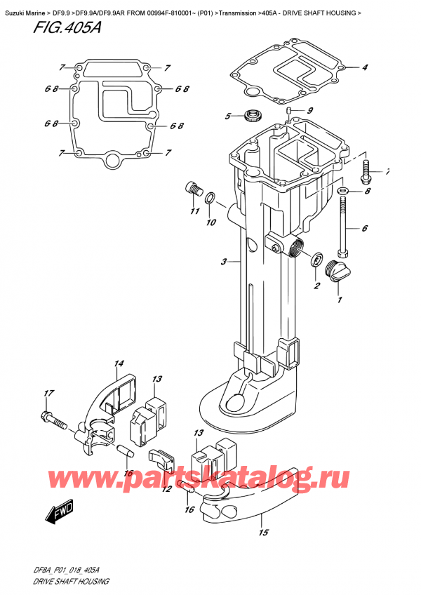   ,    , Suzuki DF9.9A S FROM 00994F-810001~ (P01)  2018 , Drive Shaft  Housing