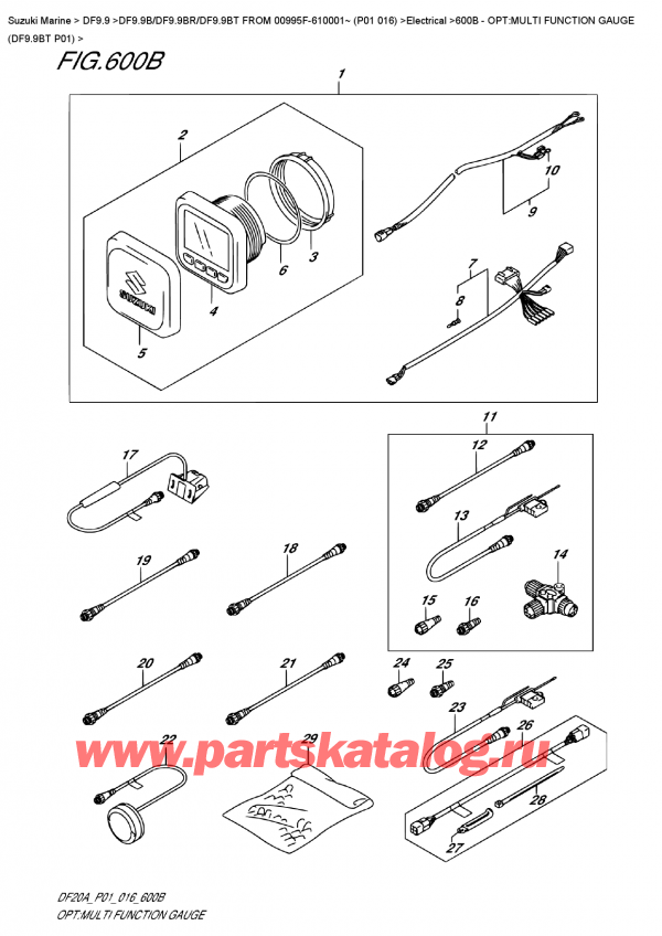  ,   , SUZUKI DF9.9B TL FROM 00995F-610001~ (P01 016)  , Opt:multi  Function  Gauge  (Df9.9Bt  P01)