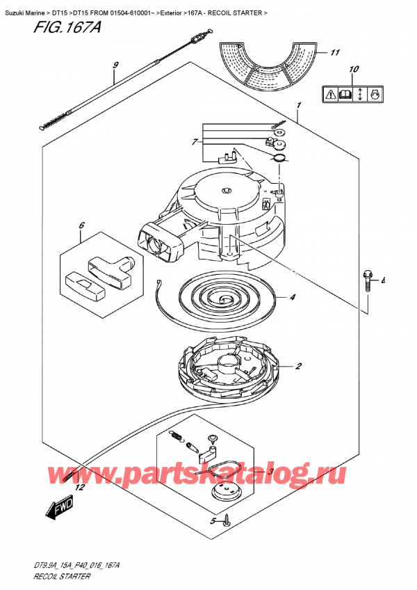  ,  , Suzuki DT15A FROM 01504-610001~   2016 ,   - Recoil  Starter