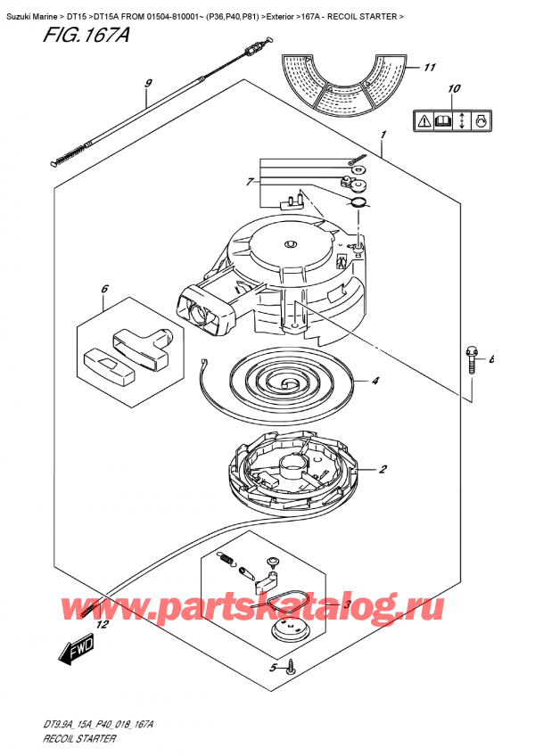  ,   , Suzuki DT15A S FROM 01504-810001~ (P40)  2018 , Recoil Starter