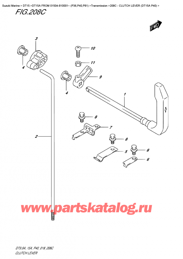   ,  , SUZUKI DT15A S / L FROM 01504-810001~ (P40 018)  2018 ,   (Dt15A P40) - Clutch  Lever (Dt15A  P40)