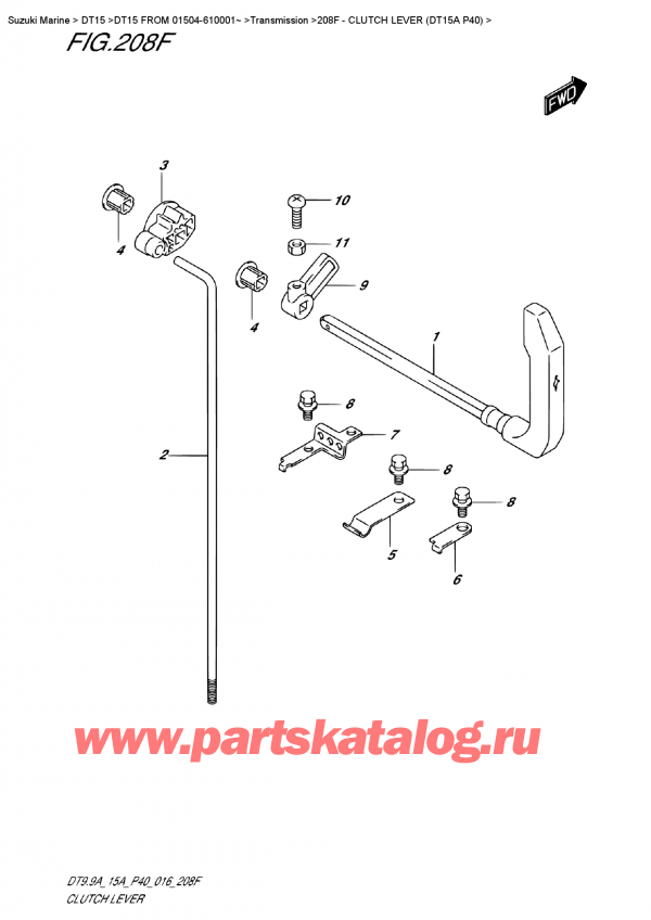   ,    ,  DT15A S / L FROM 01504-610001~ (P40 016),   (Dt15A P40) - Clutch  Lever (Dt15A P40)