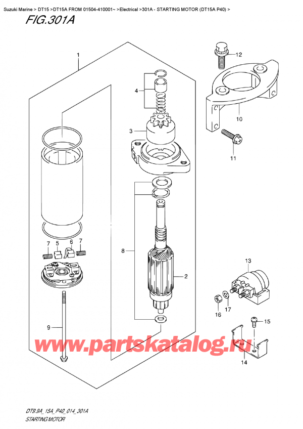   ,   , SUZUKI DT15A S / L FROM 01504-410001~ (P40 014), Starting  Motor (Dt15A  P40) -   (Dt15A P40)