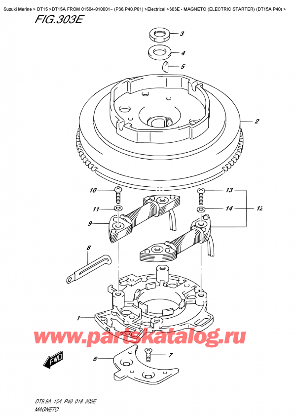  ,    ,  DT15A S / L FROM 01504-810001~ (P40 018), Magneto  (Electric  Starter)  (Dt15A  P40)